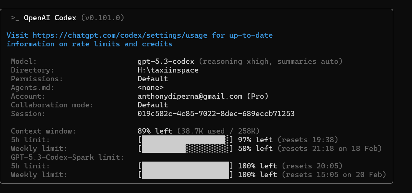 OpenAI Codex usage at 50% midweek